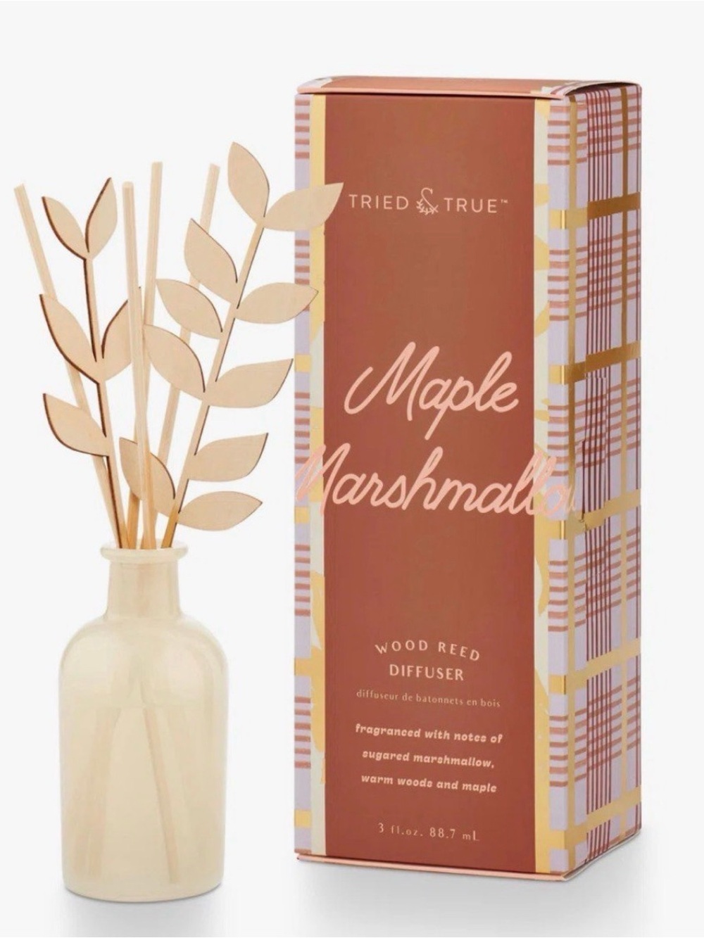 Maple Marshmallow Wood Reed Diffuser 88.7 ml/ 3fl oz Brand New in Box!!